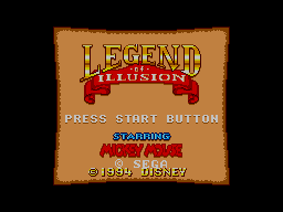 Legend of Illusion Starring Mickey Mouse title screen for Sega Master System